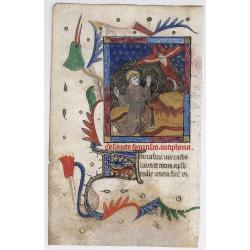 The Stigmatization of Saint Francis of Assisi. [Miniature from the Book of Hours, in the Suffrage of Saints].