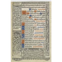 Leaf on vellum from a printed Book of Hours,