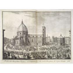 Veduta della Metropolitana Fiorentina, e del Battistero di S. Gio. con la Processione del Corpus Domini.