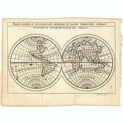 Mappe monde ou description generale du globe terrestre suivant Mr.de Lisle de l'academie Royale des sciences.