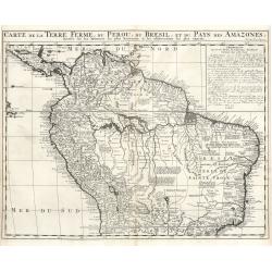 Carte de la Terre Ferme, du Perou, du Bresill, et du Pays des Amazones…