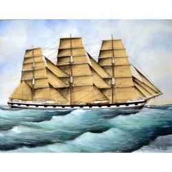 Original Maritime painting of the 'Cape Horn' , a so-called captain's ship drawing by R. Takes
