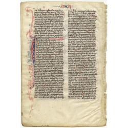 Leaf on vellum from a manuscript Bible.