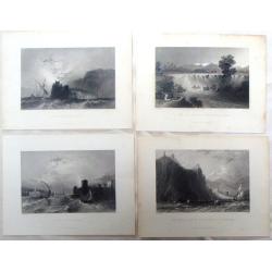 Four Bartlett steel engraved prints of marine scenes.